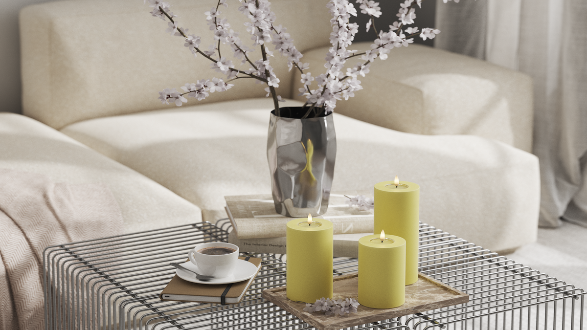 LIDERADO Vela pilar Com chama LED de vida real