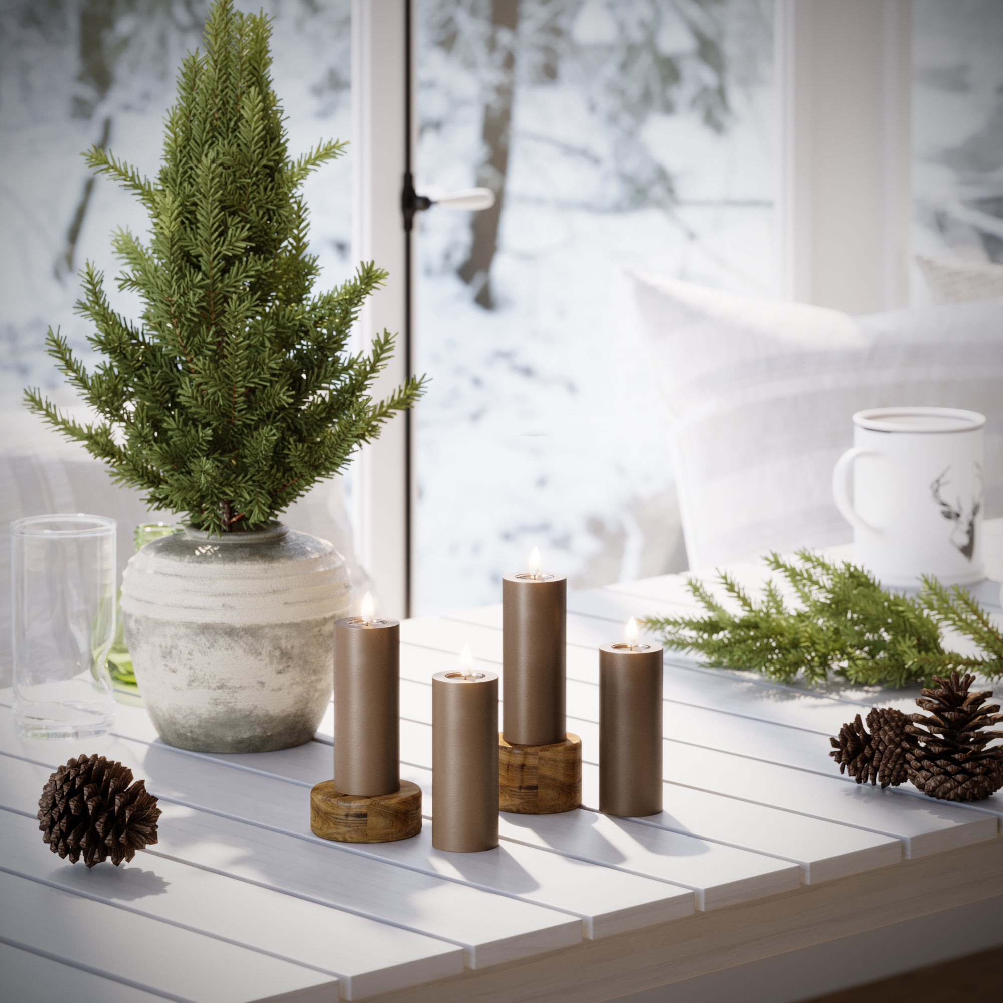 LED Stompkaarsen Ø 5 x 12,5 cm Caramel - 4 pc's