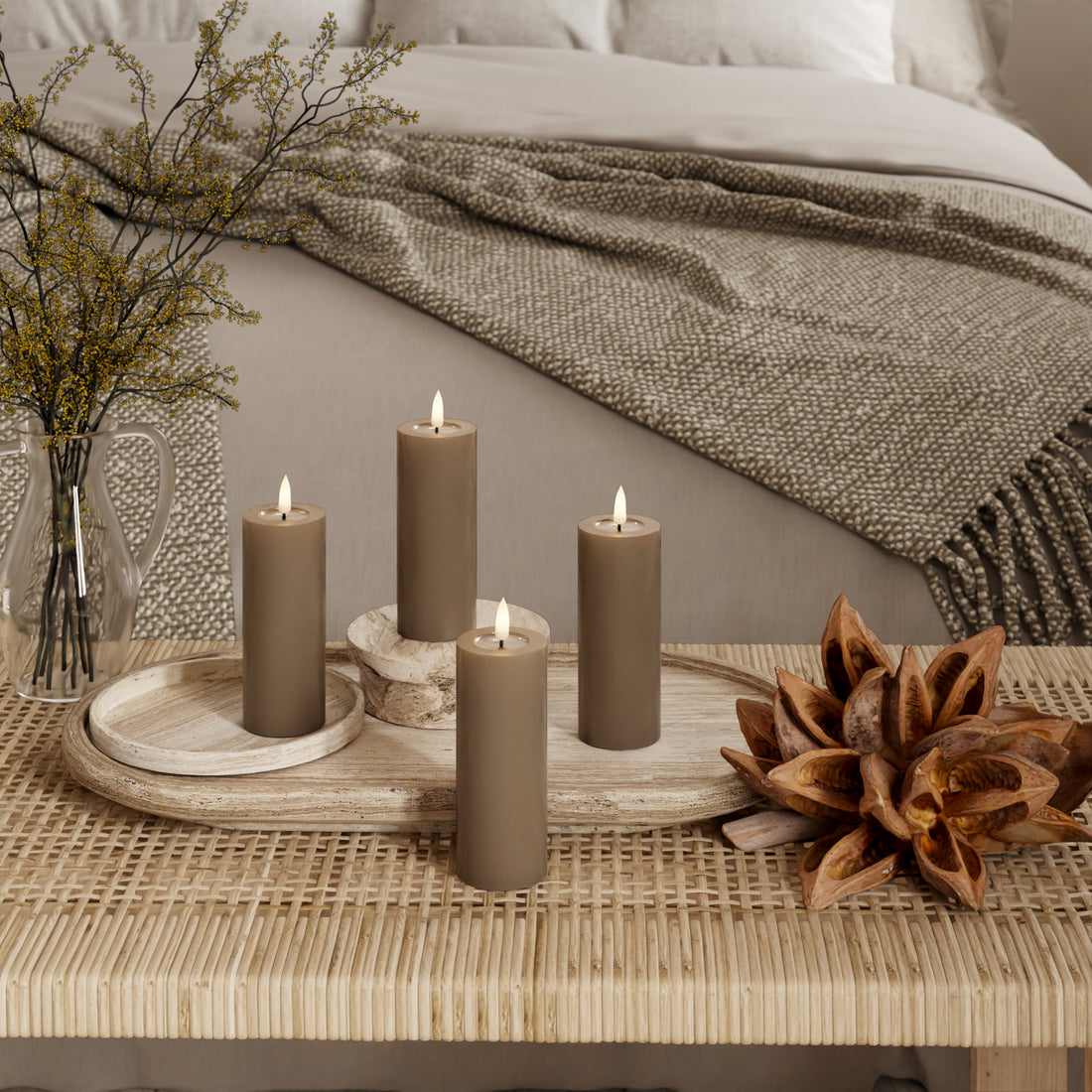 LED Stompkaarsen Ø 5 x 12,5 cm Caramel - 4 pc's
