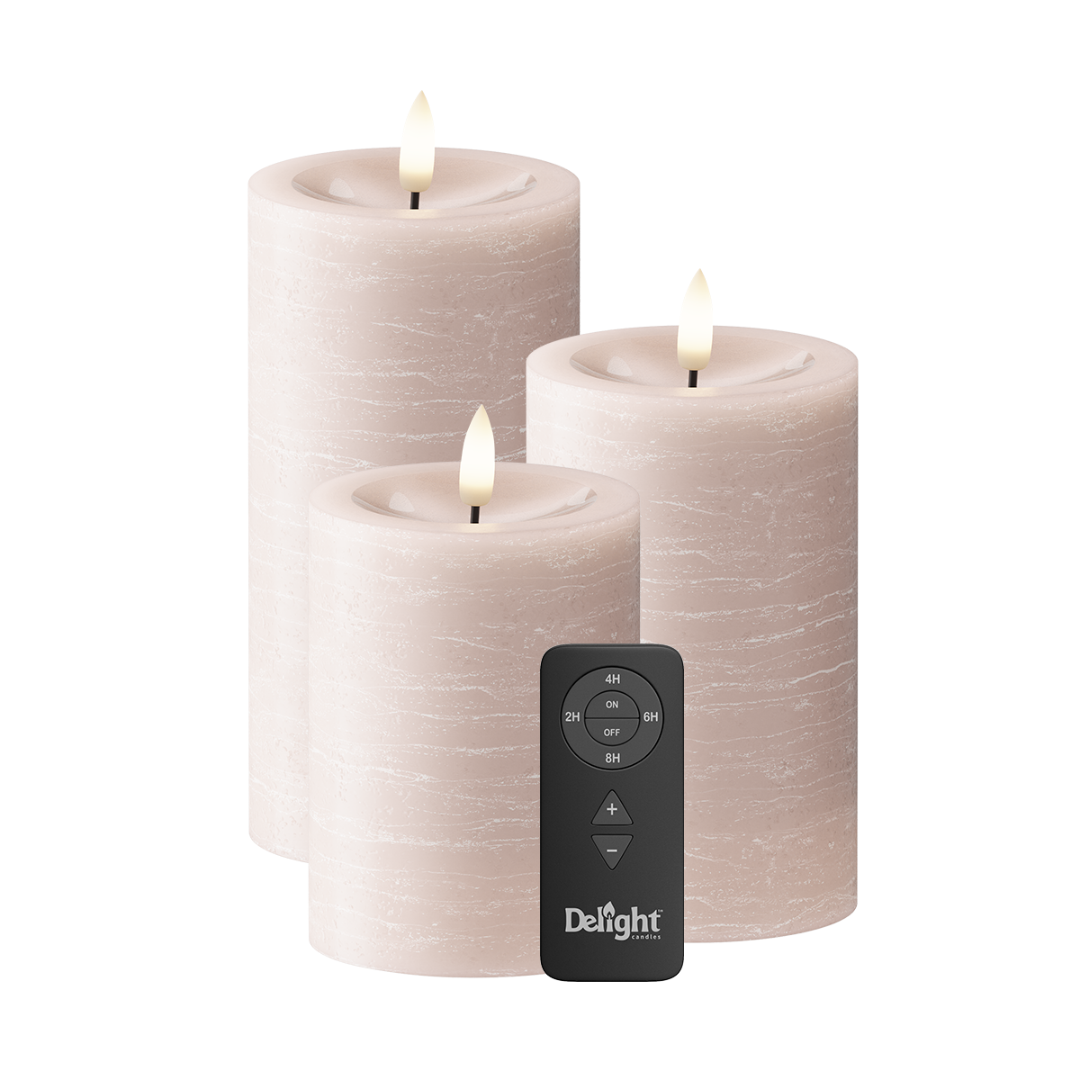 LED Blokklys Pakke med 3, Ø 7,5 x 10/12,5/15 cm Rosa