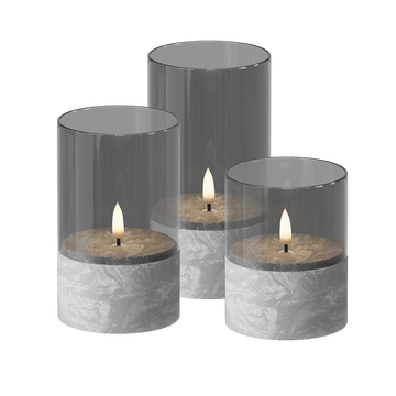 LED-klaasist valgustipakk 3 tk, Ø 8 x 10/12,5/15 cm tsement