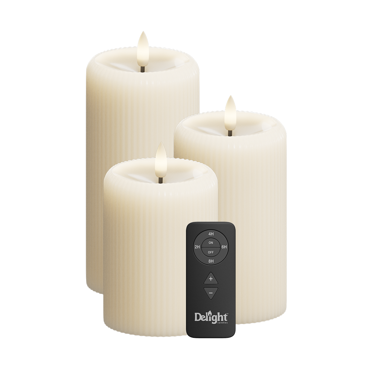 LED Streep, 3 stuks, Ø 7,5 x 10/12,5/15 cm Ivoor