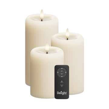 LED Streep, 3 stuks, Ø 7,5 x 10/12,5/15 cm Ivoor