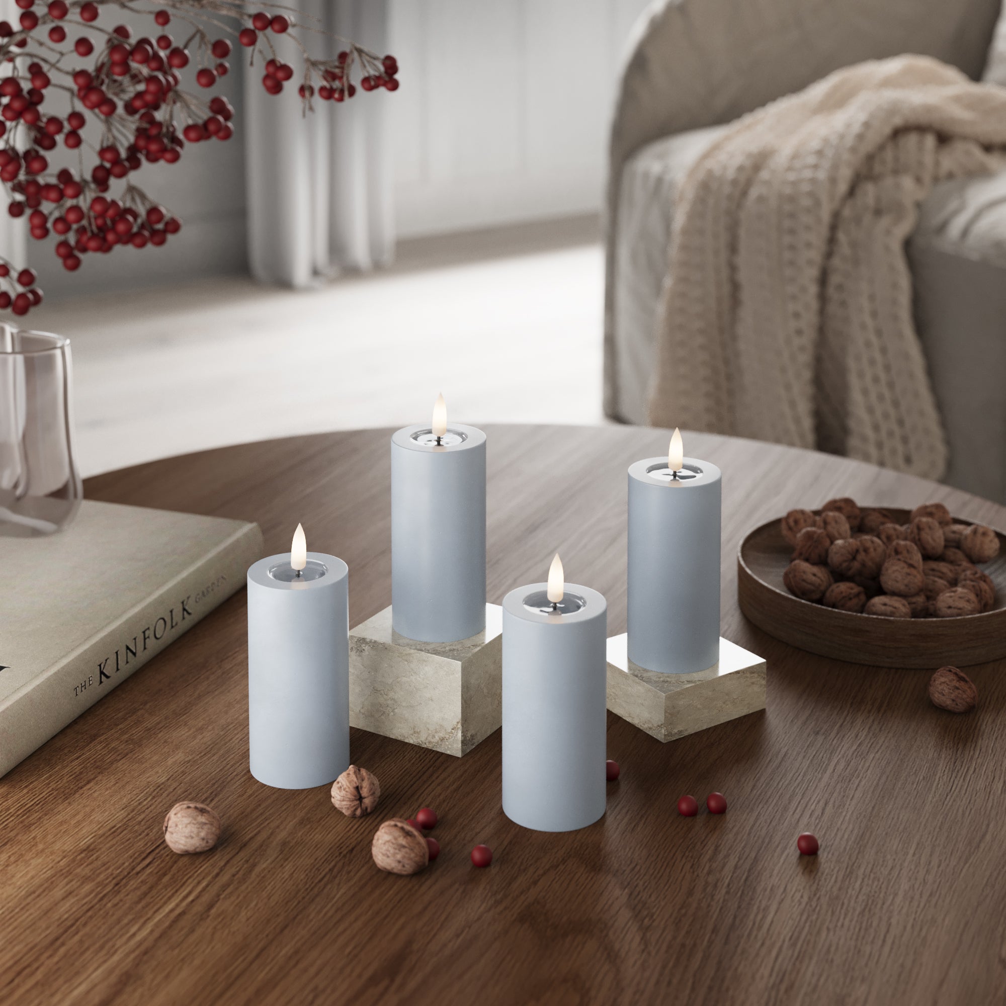 LED Blocklight Ø 5 x 10 cm Støvet blå - 4 stk