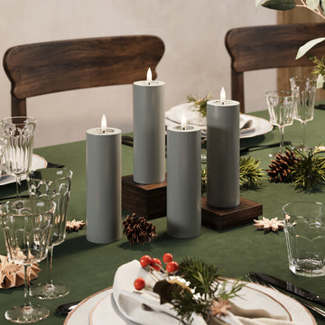 LED Stompkaarsen Ø 5 x 15 cm Grijs - 4 pc's