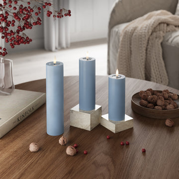 LED Stompkaarsen Ø 5 x 12,5 cm Ijsblauw - 4 stuks