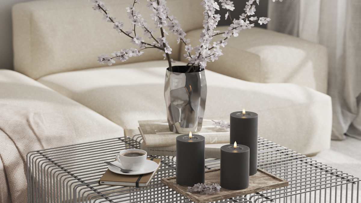 LED Blokker lys med naturtro LED flamme