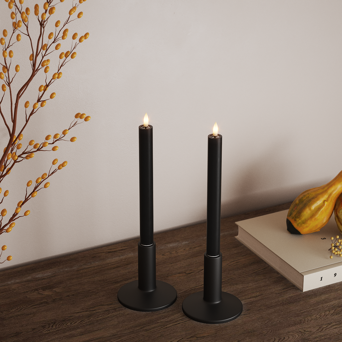 Deluxe Homeart LED Dinerkaars 2 stuks, Ø 2 x 24 cm Zwart LED Dinerkaars 3