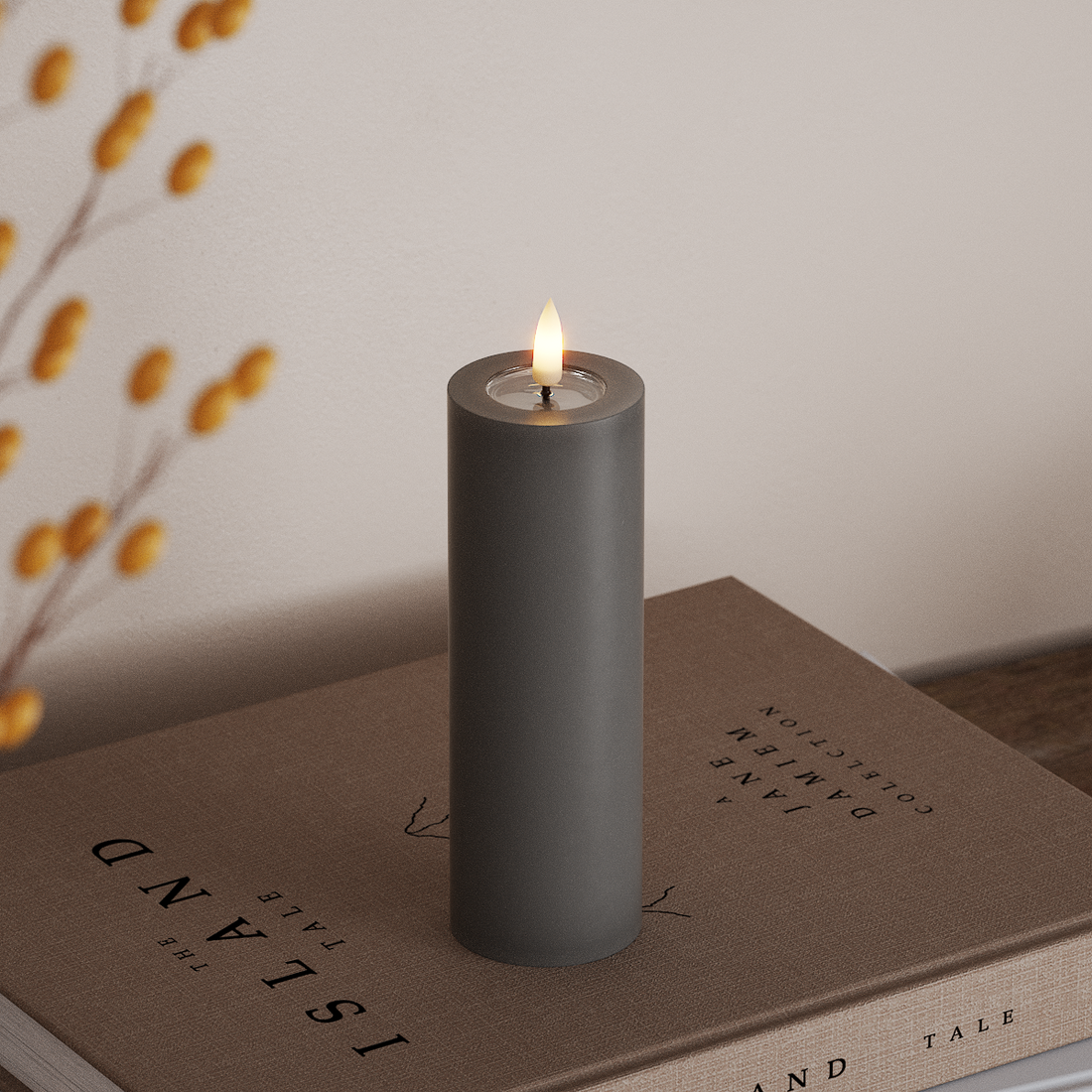 Deluxe Homeart LED Stompkaarsen Ø 5 x 15 cm Grijs LED Stompkaarsen 4