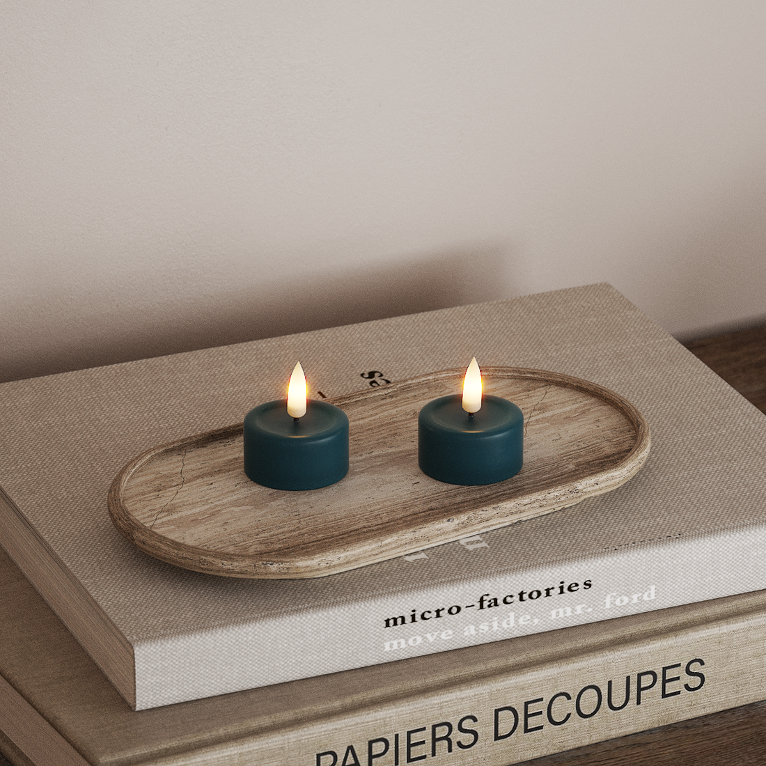 Deluxe Homeart LED Waxinelichtjes 2 stuks Petrol LED Waxinelichtjes 4