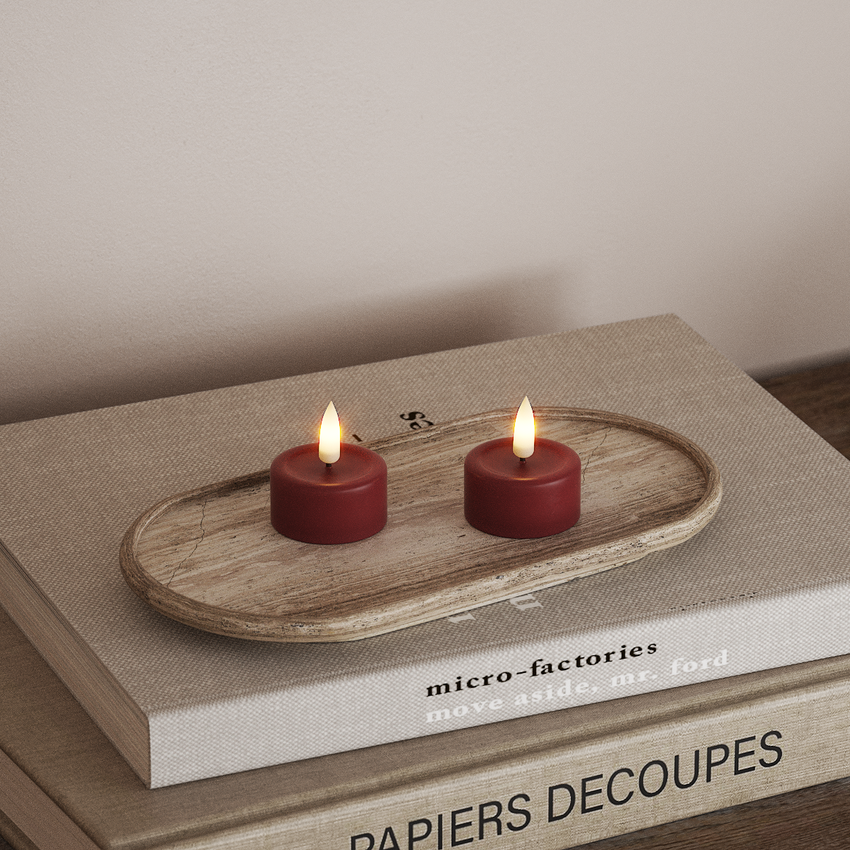 Deluxe Homeart LED Waxinelichtjes 2 stuks Bordeaux LED Waxinelichtjes 3