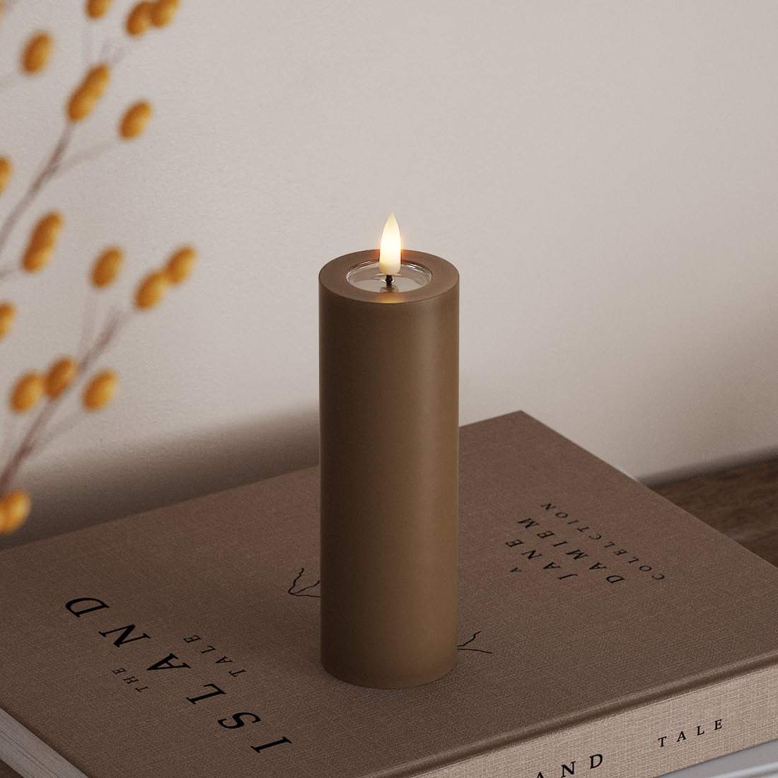 Deluxe Homeart LED Stompkaarsen Ø 5 x 15 cm Caramel LED Stompkaarsen 4