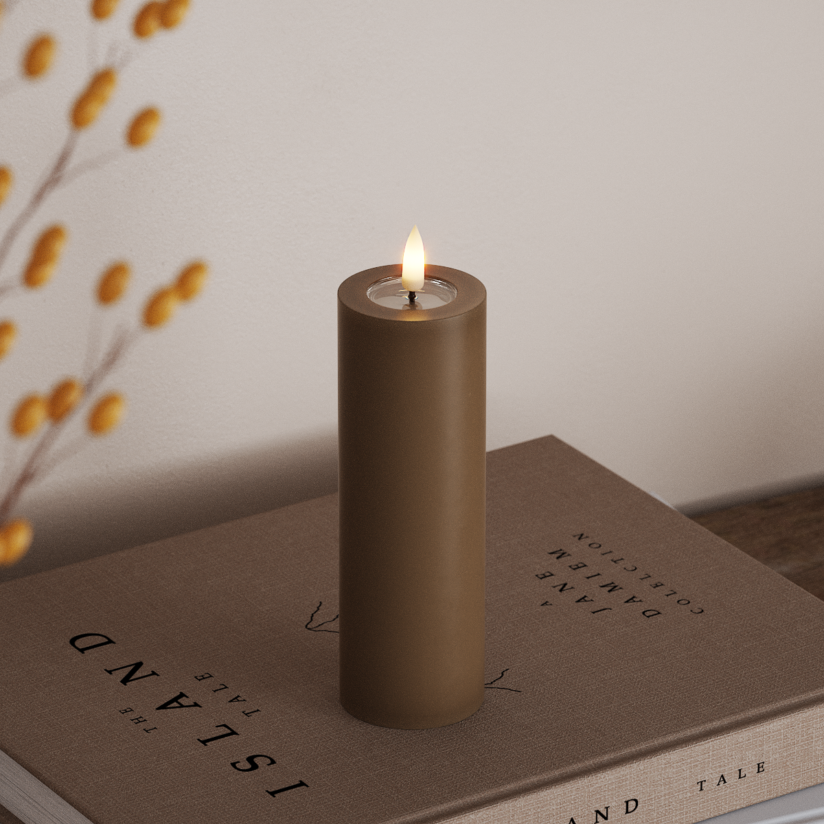 Deluxe Homeart LED Stompkaarsen Ø 5 x 15 cm Caramel LED Stompkaarsen 3