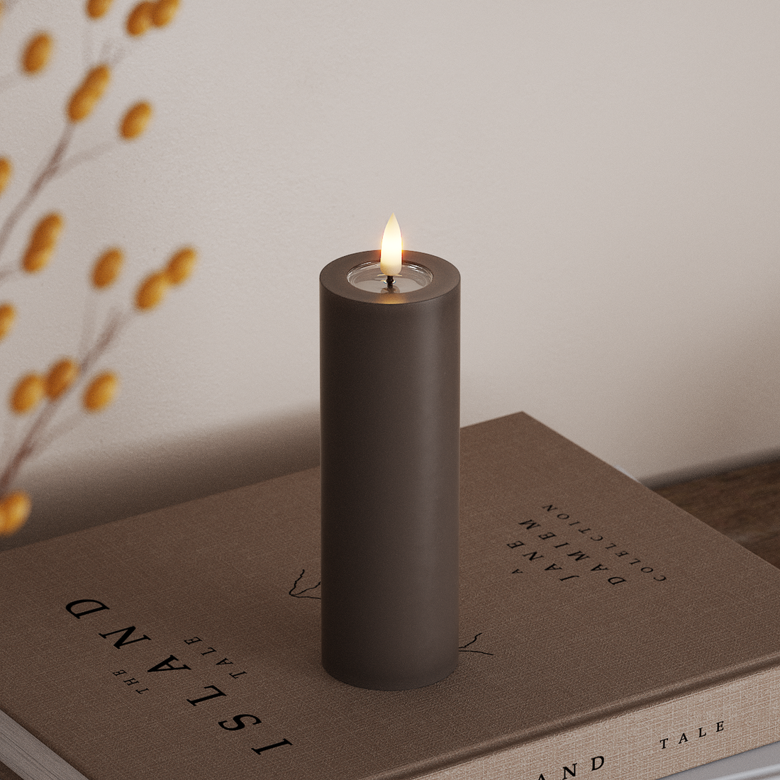 Deluxe Homeart LED Stompkaarsen Ø 5 x 15 cm Mokka LED Stompkaarsen 4