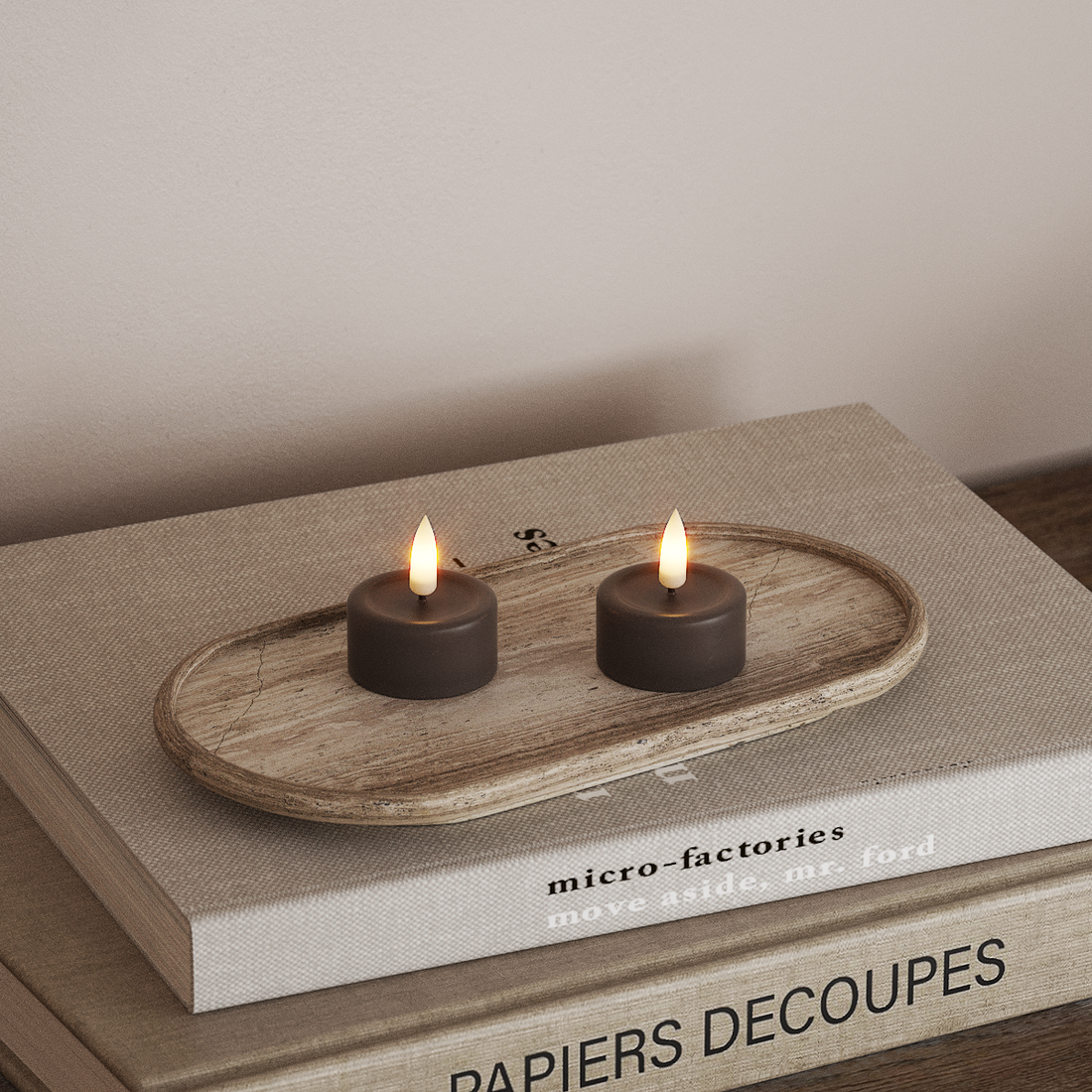 Deluxe Homeart LED Waxinelichtjes 2 stuks Mokka LED Waxinelichtjes 4