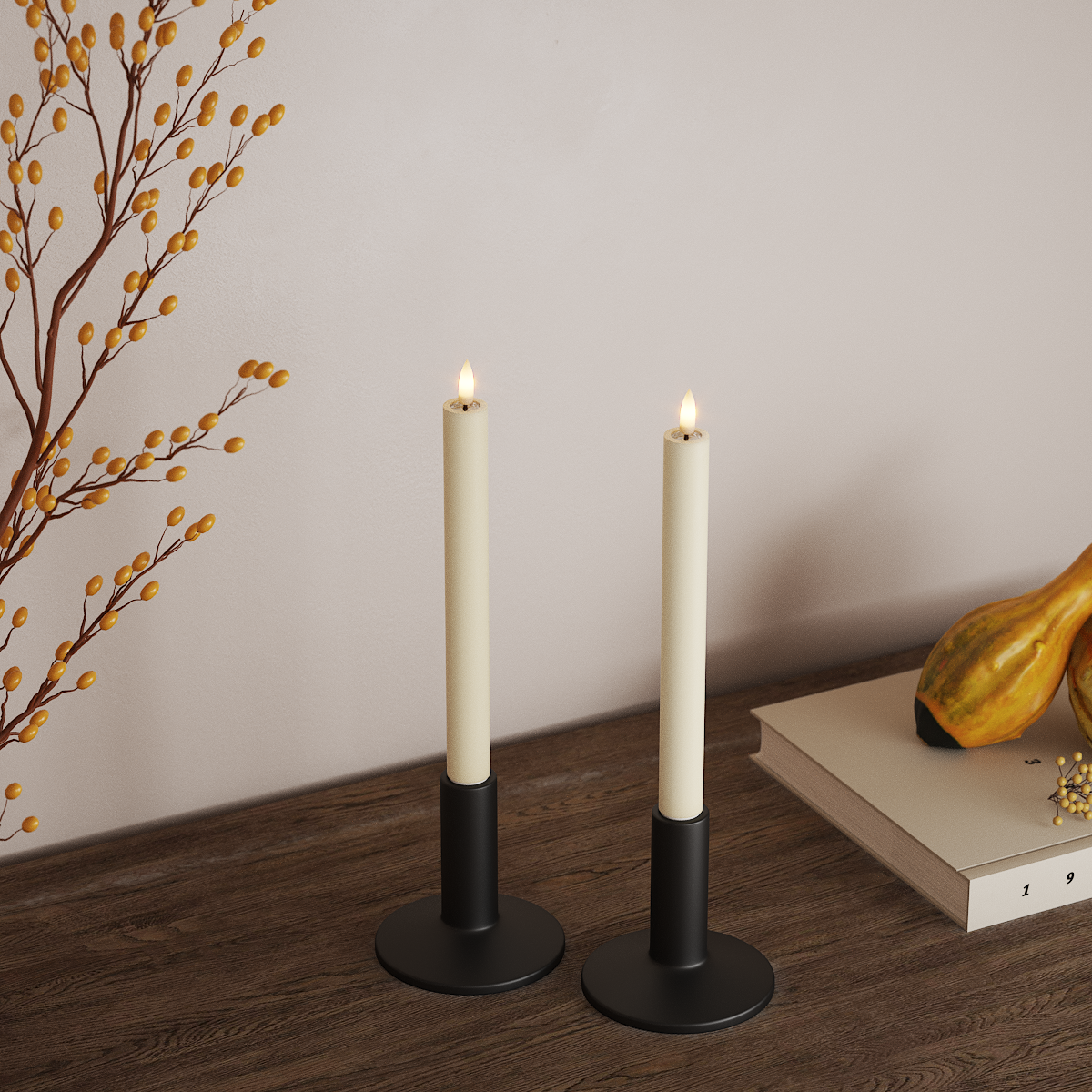 Deluxe Homeart LED Dinerkaars 2 stuks, Ø 2 x 24 cm Cream LED Dinerkaars 3