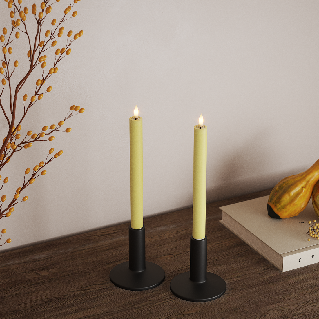 Deluxe Homeart LED Dinerkaars 2 stuks, Ø 2 x 24 cm Lichtgeel LED Dinerkaars 4