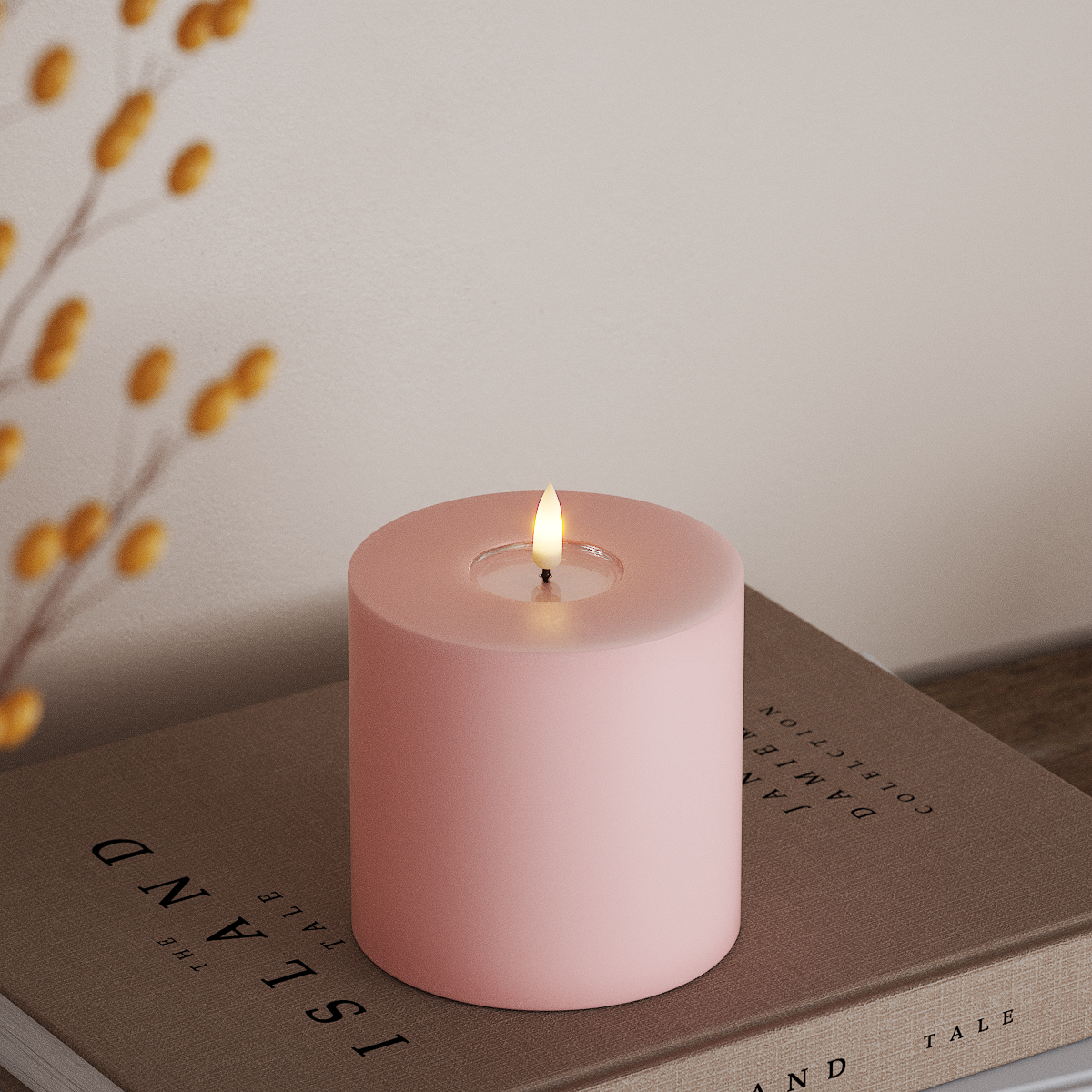 Deluxe Homeart LED Stompkaarsen Ø 10 x 10 cm Lichtroze LED Stompkaarsen 3