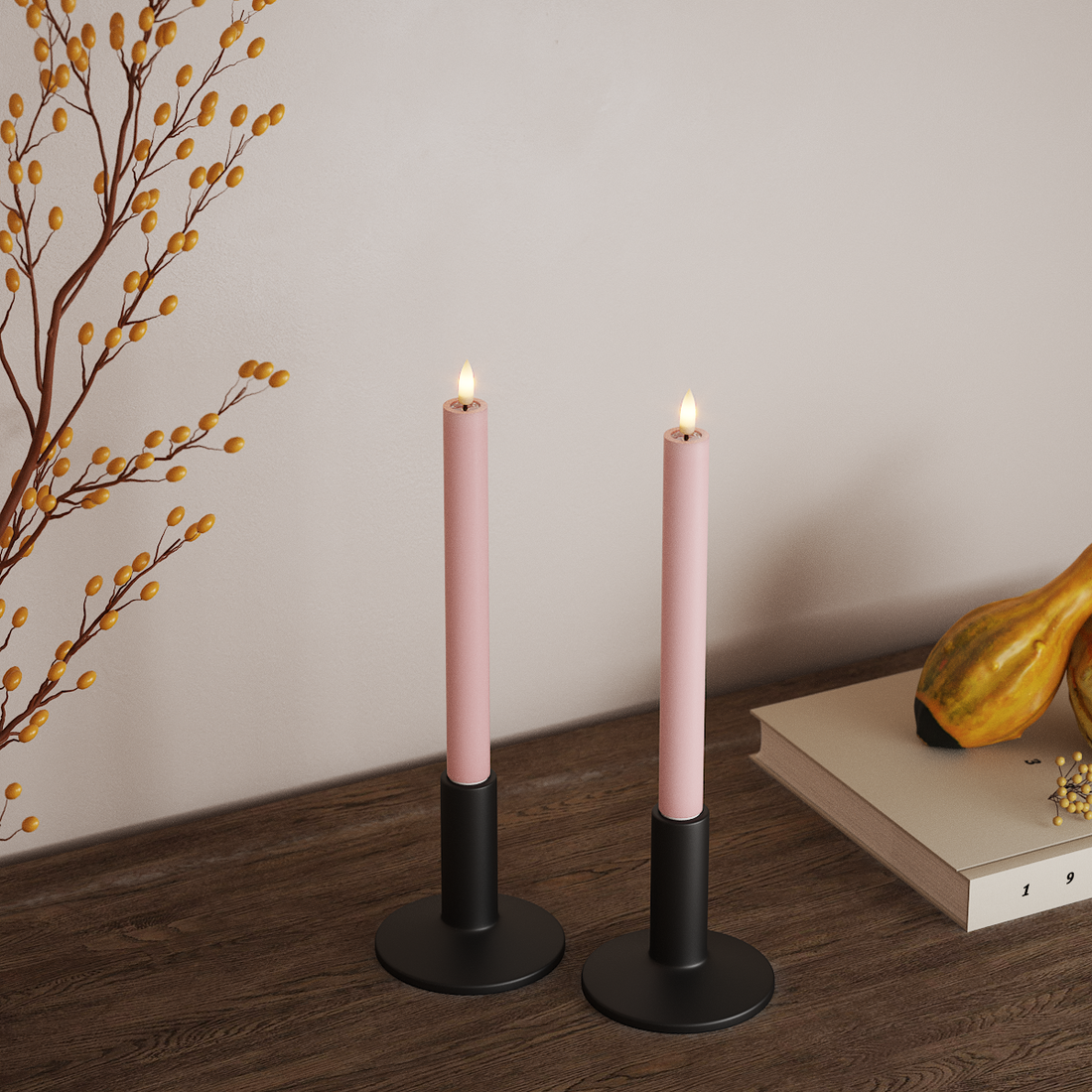Deluxe Homeart LED Dinerkaars 2 stuks, Ø 2 x 24 cm Lichtroze LED Dinerkaars 4