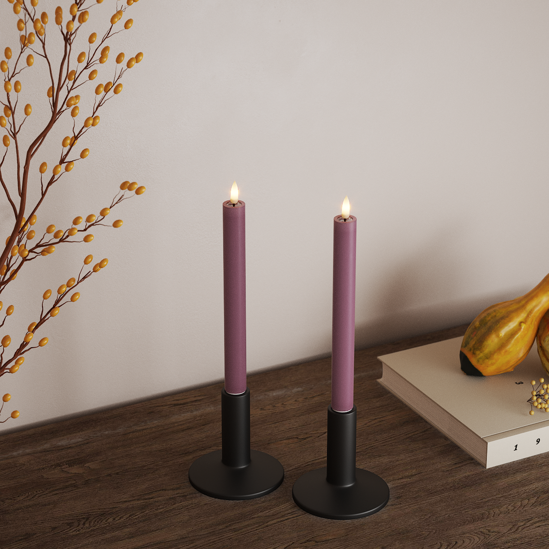 Deluxe Homeart LED Dinerkaars 2 stuks, Ø 2 x 24 cm Lichtpaars LED Dinerkaars 4
