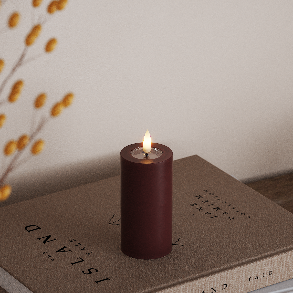 Deluxe Homeart LED Stompkaarsen Ø 5 x 10 cm Bourgogne LED Stompkaarsen 3