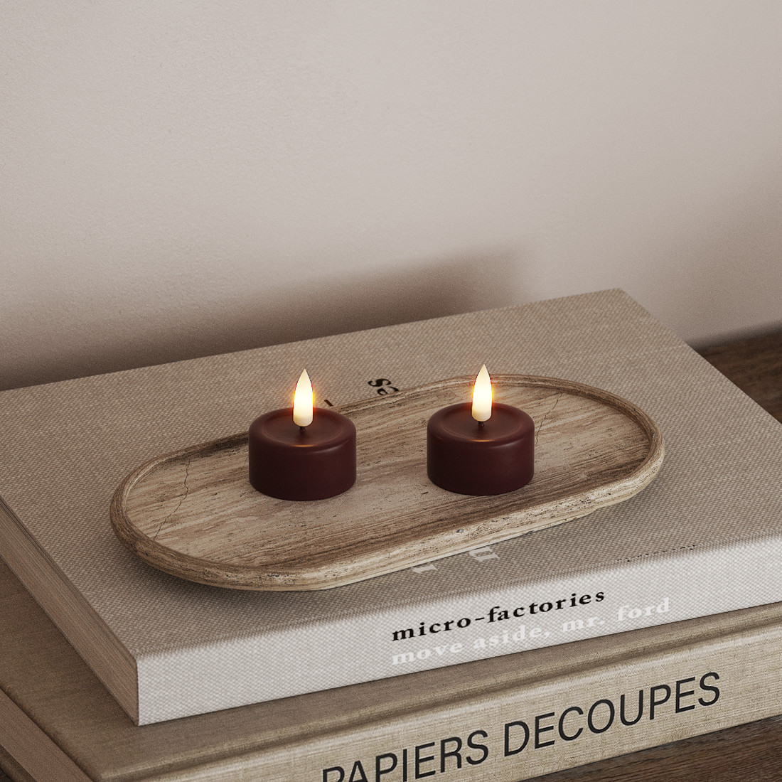 Deluxe Homeart LED Waxinelichtjes 2 stuks Bourgogne LED Waxinelichtjes 4