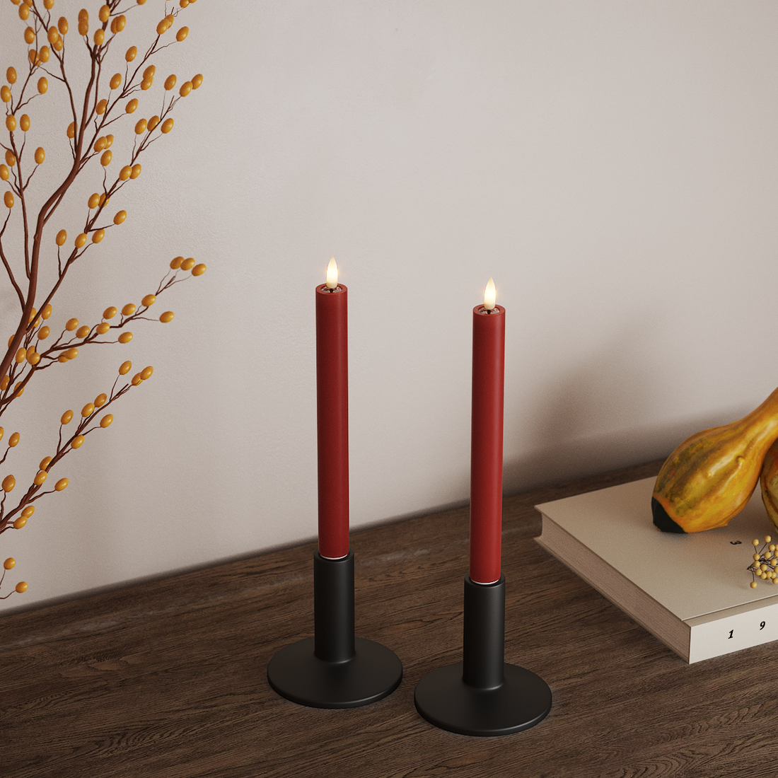 Deluxe Homeart LED Dinerkaars 2 stuks, Ø 2 x 24 cm Rood LED Dinerkaars 4