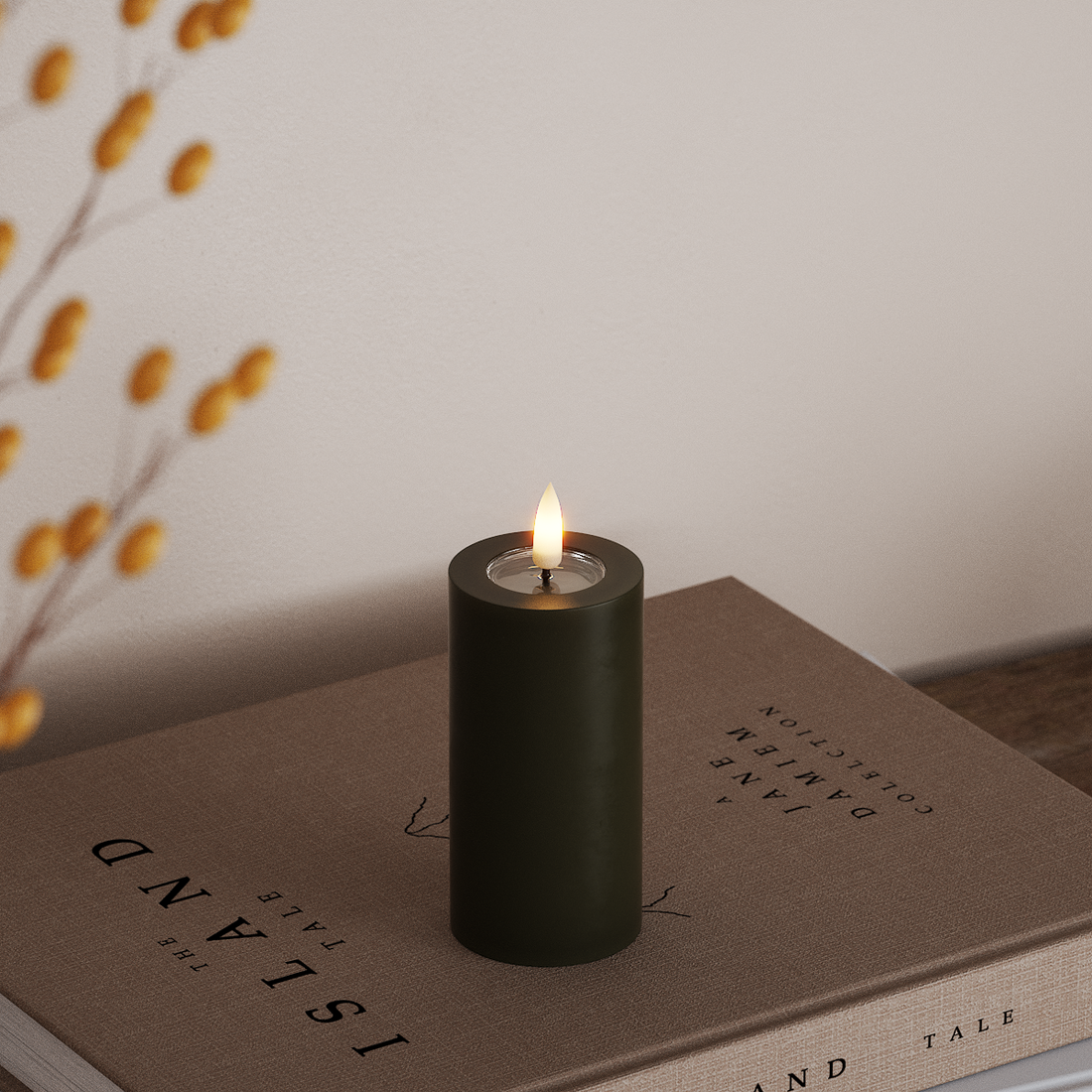Deluxe Homeart LED Stompkaarsen Ø 5 x 10 cm Donkergroen LED Stompkaarsen 4