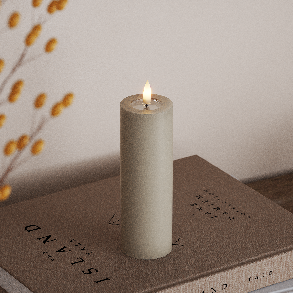 Deluxe Homeart LED Stompkaarsen Ø 5 x 15 cm Zand LED Stompkaarsen 3