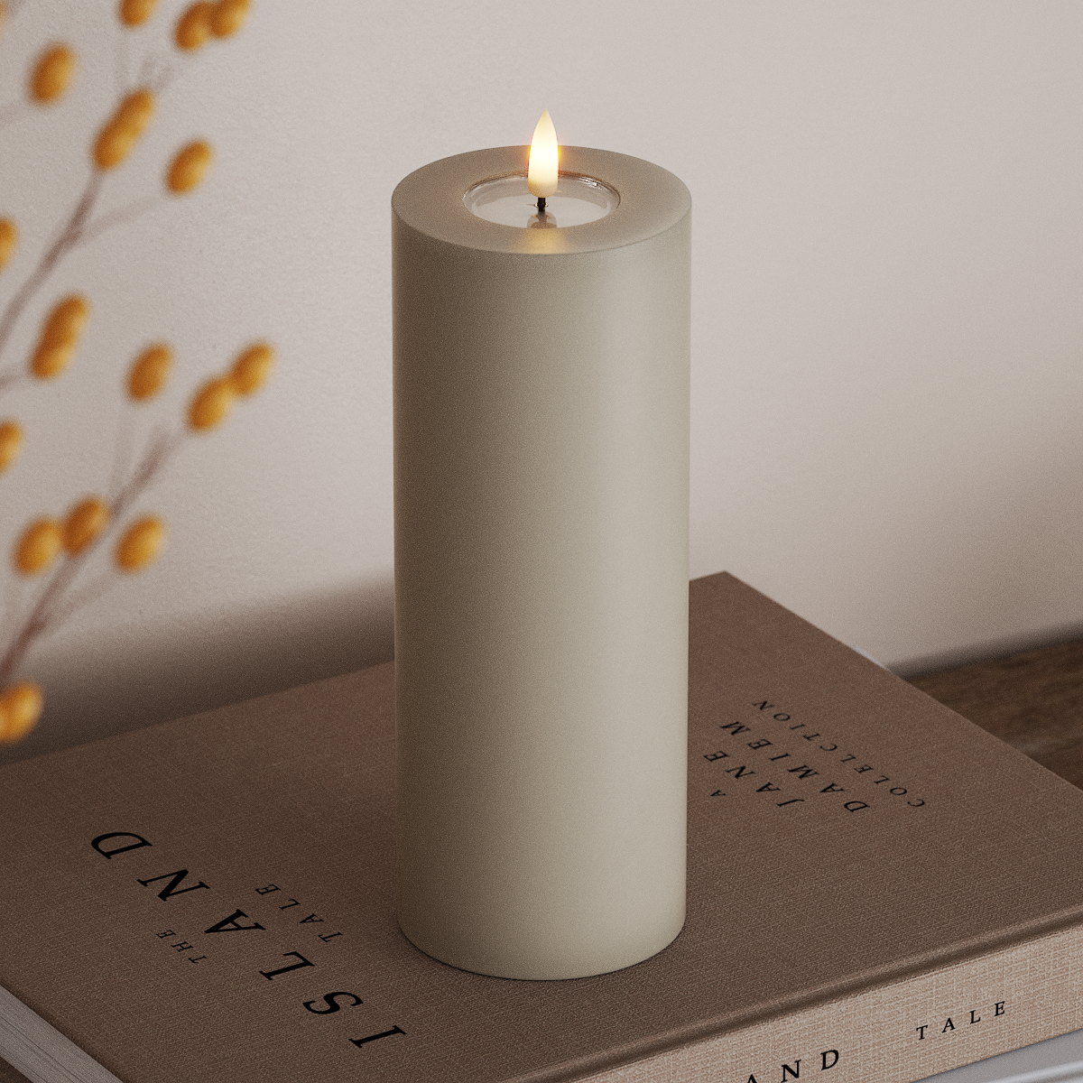 Deluxe Homeart LED Stompkaarsen Ø 7,5 x 20 cm Zand LED Stompkaarsen 3