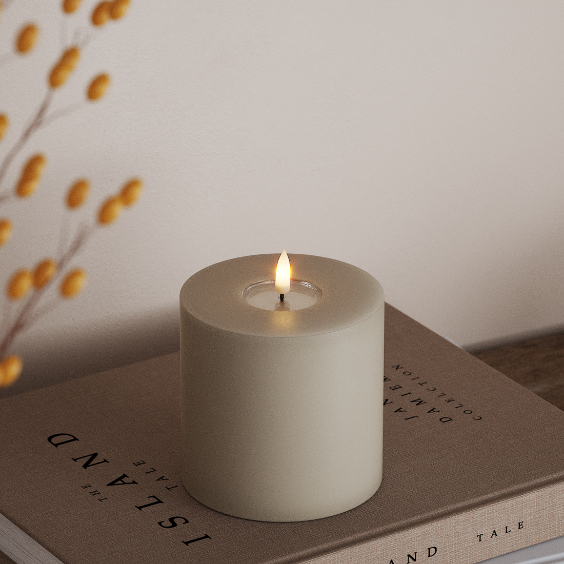 Deluxe Homeart LED Stompkaarsen Ø 10 x 10 cm Zand LED Stompkaarsen 4