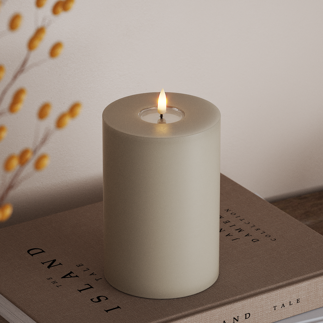Deluxe Homeart LED Stompkaarsen Ø 10 x 15cm Zand LED Stompkaarsen 4