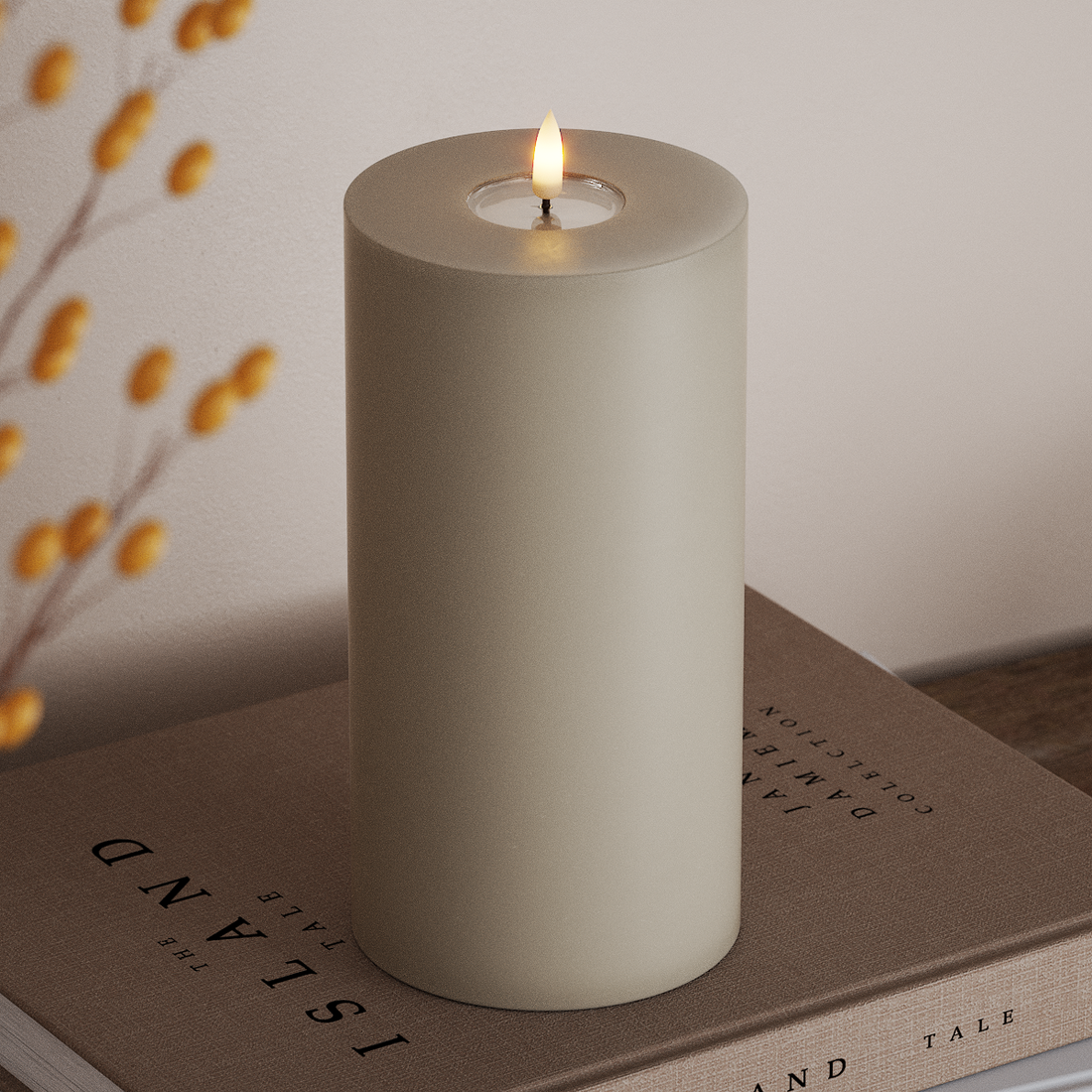 Deluxe Homeart LED Stompkaarsen Ø 10 x 20cm Zand LED Stompkaarsen 4