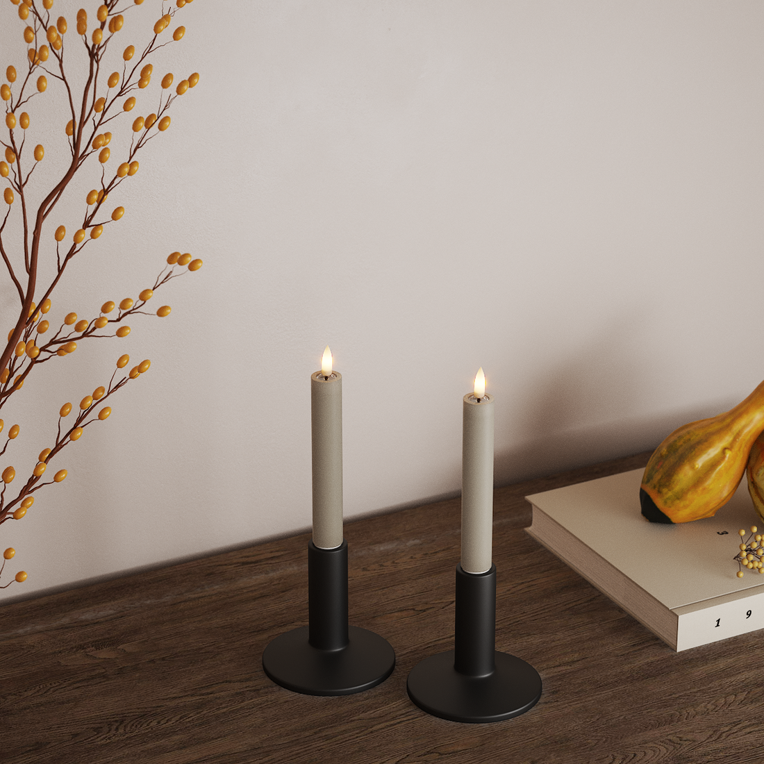 Deluxe Homeart LED Dinerkaars 2 stuks, Ø 2 x 15 cm Zand LED Dinerkaars 4