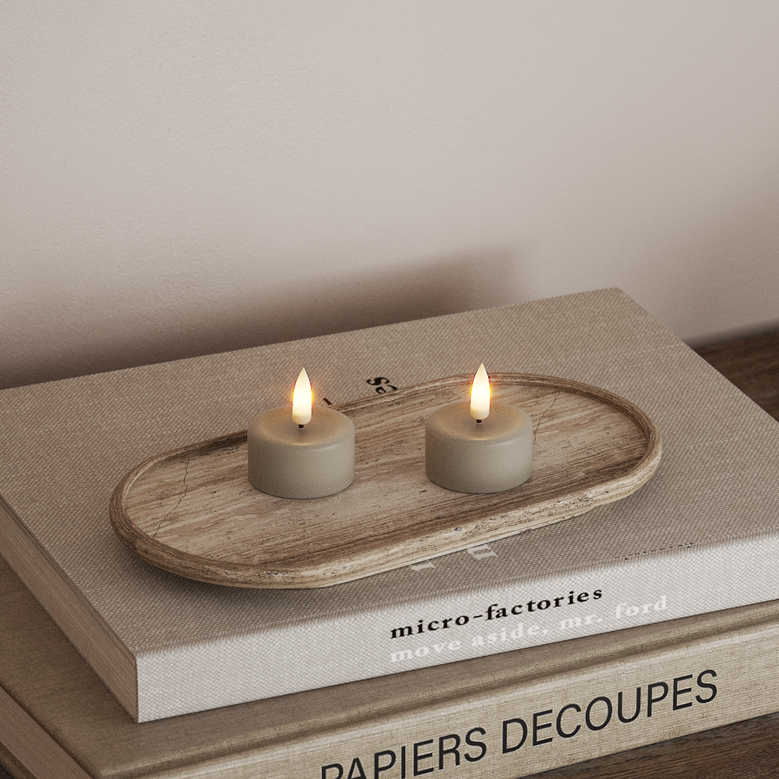 Deluxe Homeart LED Waxinelichtjes 2 stuks Zand LED Waxinelichtjes 4