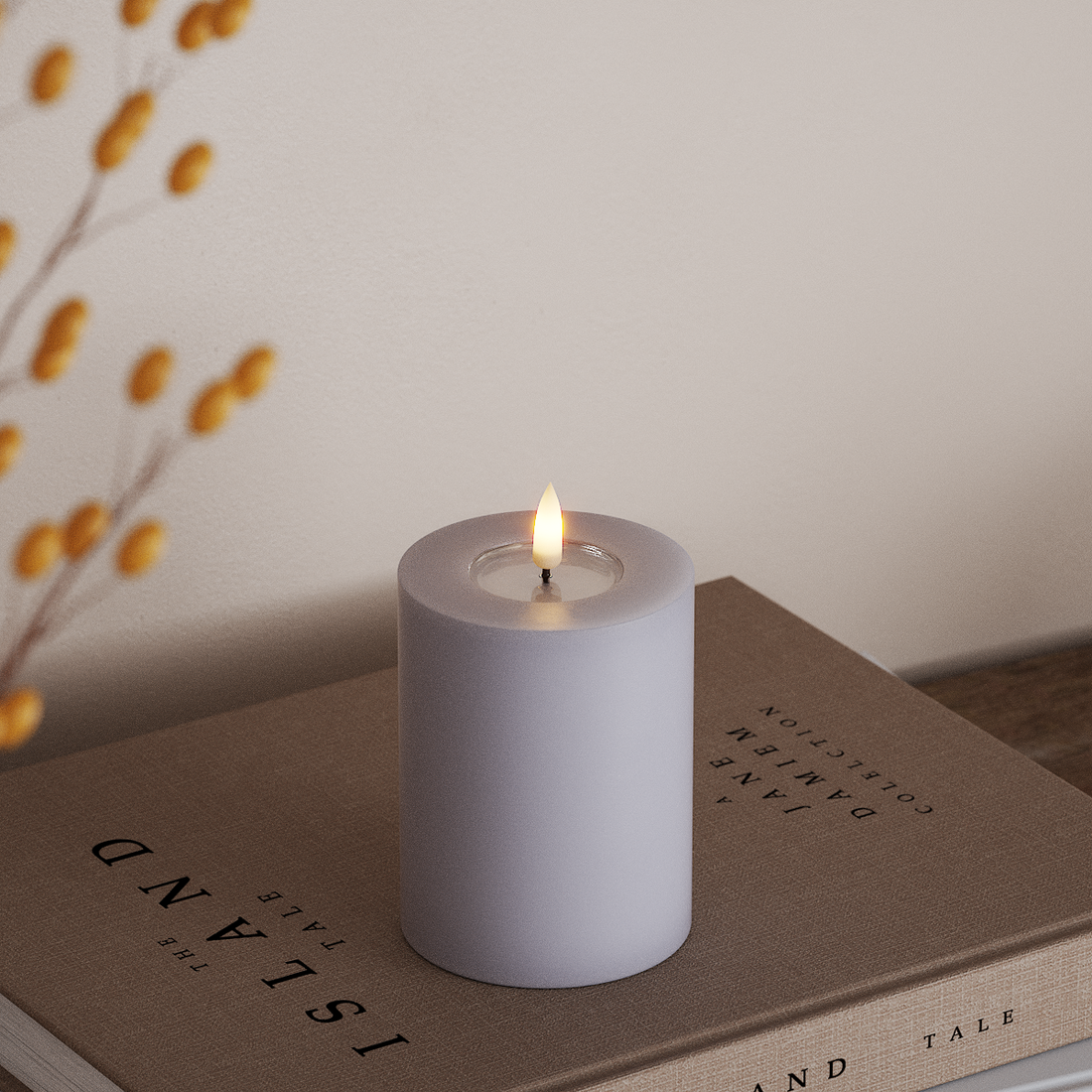 Deluxe Homeart LED Stompkaarsen Ø 7,5 x 10 cm Vergrijsd blauw LED Stompkaarsen 4