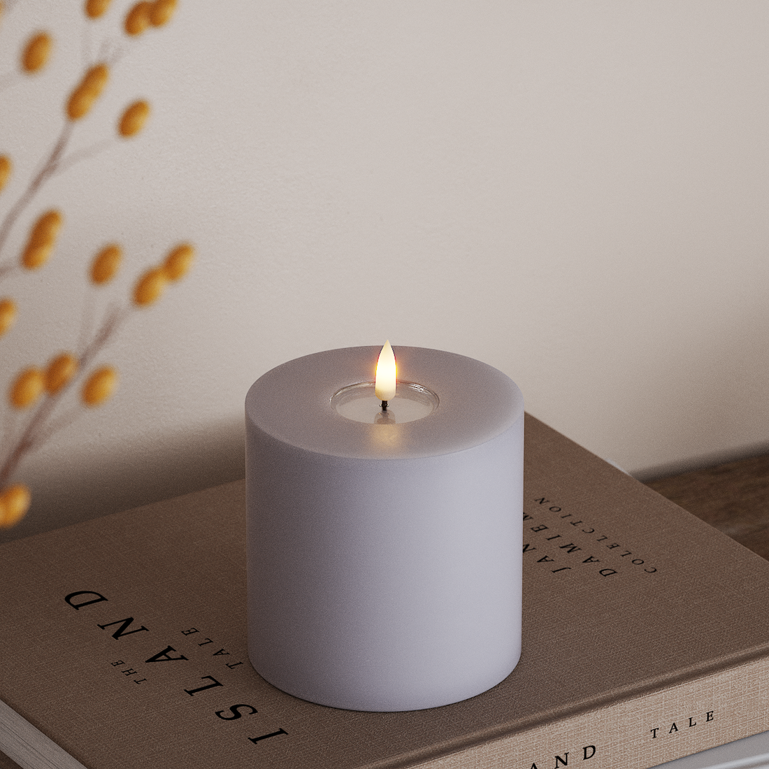 Deluxe Homeart LED Stompkaarsen Ø 10 x 10 cm Vergrijsd blauw LED Stompkaarsen 4