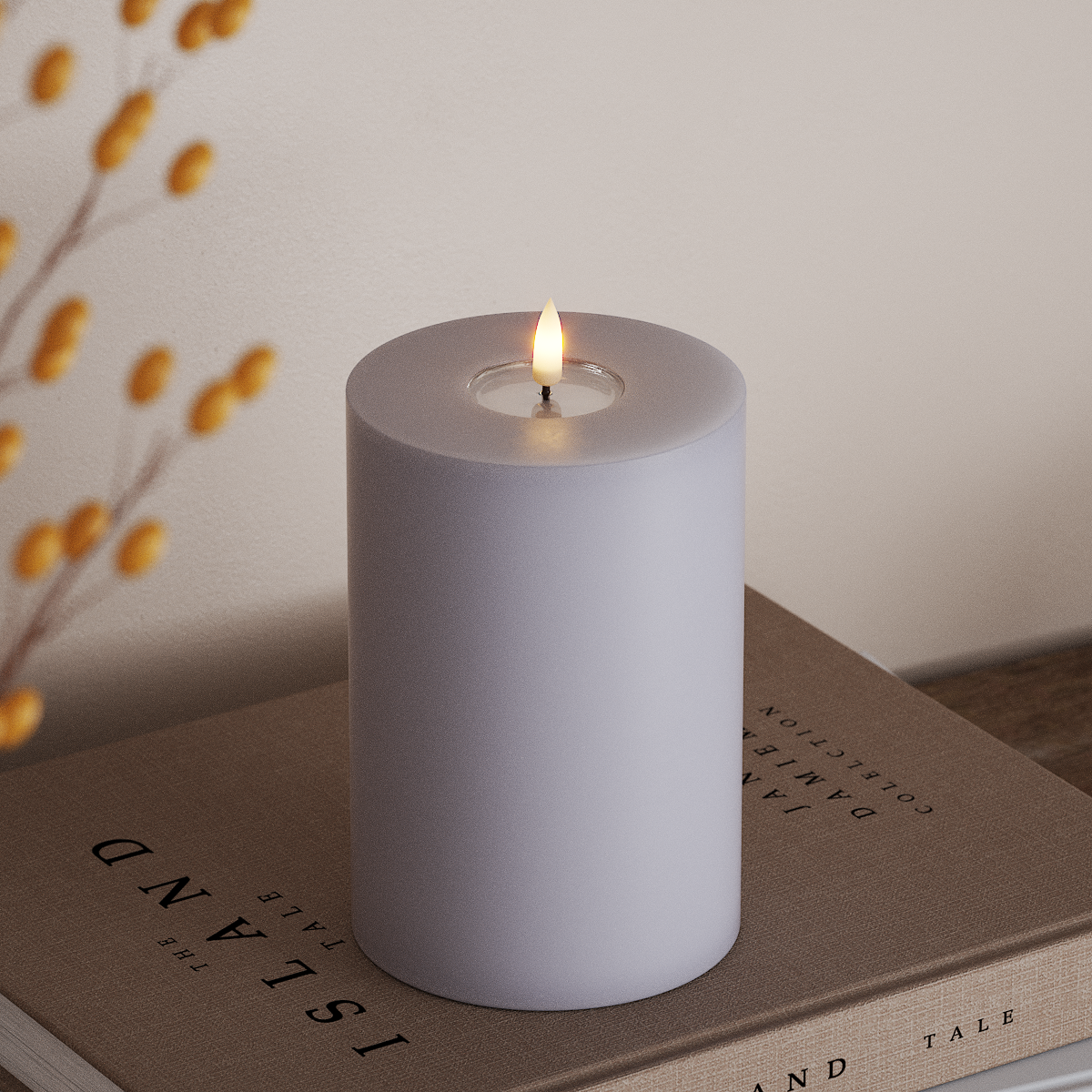 Deluxe Homeart LED Stompkaarsen Ø 10 x 15cm Vergrijsd blauw LED Stompkaarsen 3