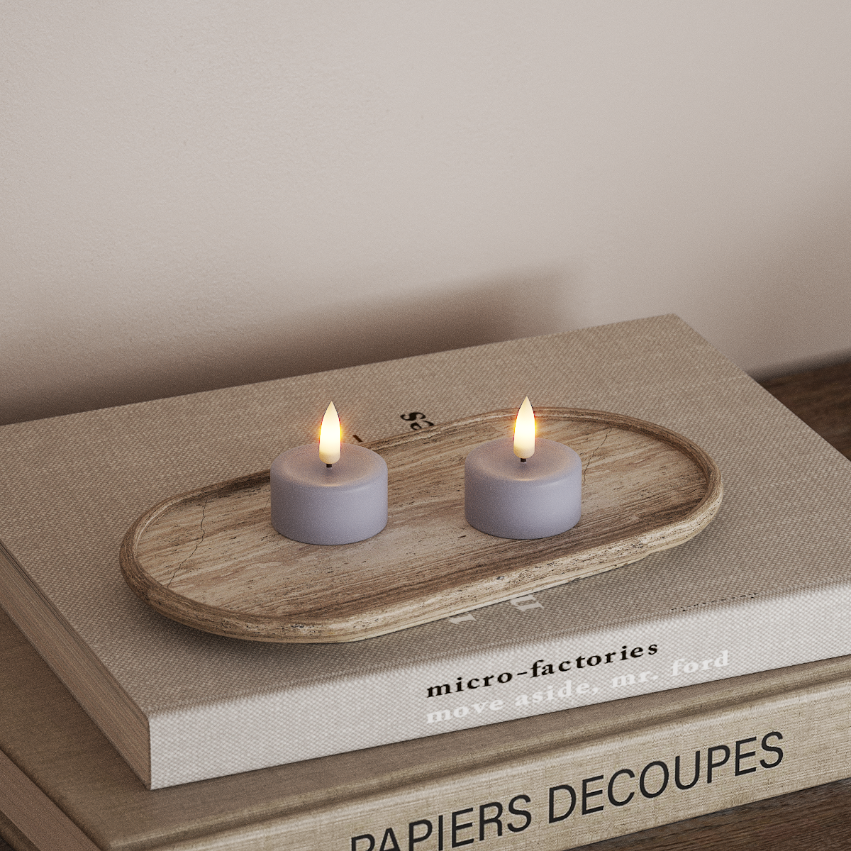 Deluxe Homeart LED Waxinelichtjes 2 stuks Vergrijsd blauw LED Waxinelichtjes 3