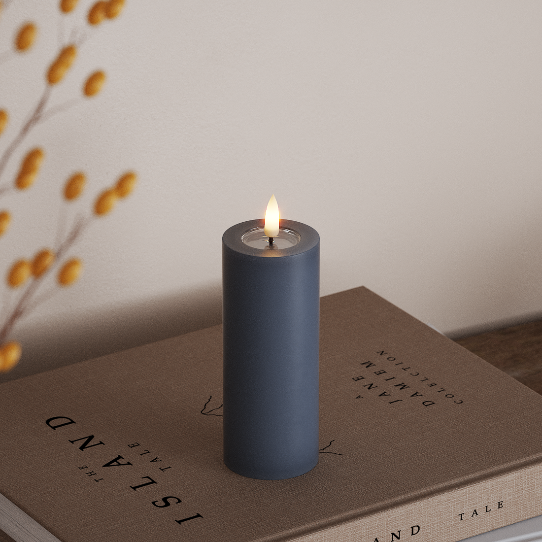 Deluxe Homeart LED Stompkaarsen Ø 5 x 12,5 cm Ijsblauw LED Stompkaarsen 4