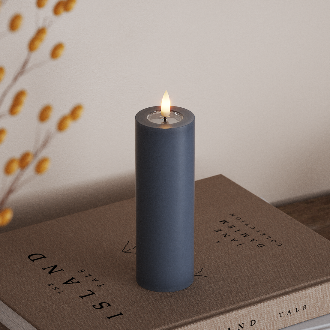 Deluxe Homeart LED Stompkaarsen Ø 5 x 15 cm Ijsblauw LED Stompkaarsen 4