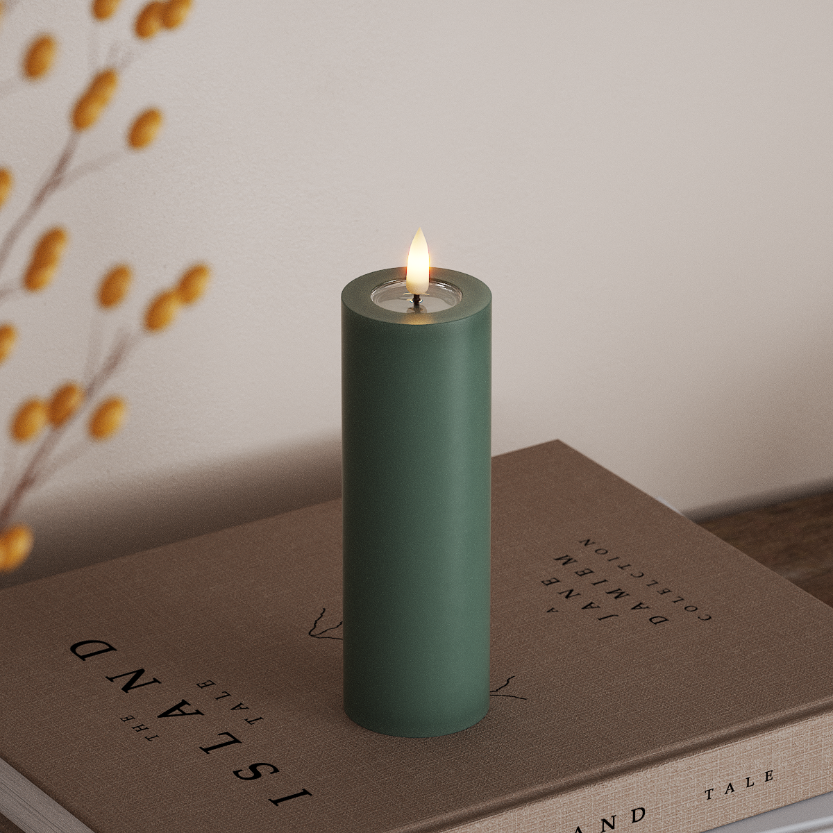 Deluxe Homeart LED Stompkaarsen Ø 5 x 15 cm Jadegroen LED Stompkaarsen 3
