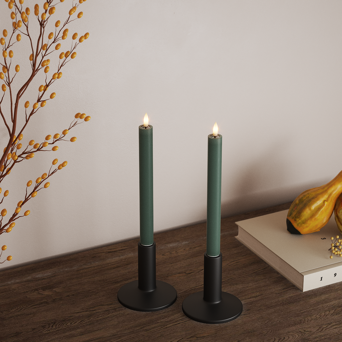 Deluxe Homeart LED Dinerkaars 2 stuks, Ø 2 x 24 cm Jadegroen LED Dinerkaars 3