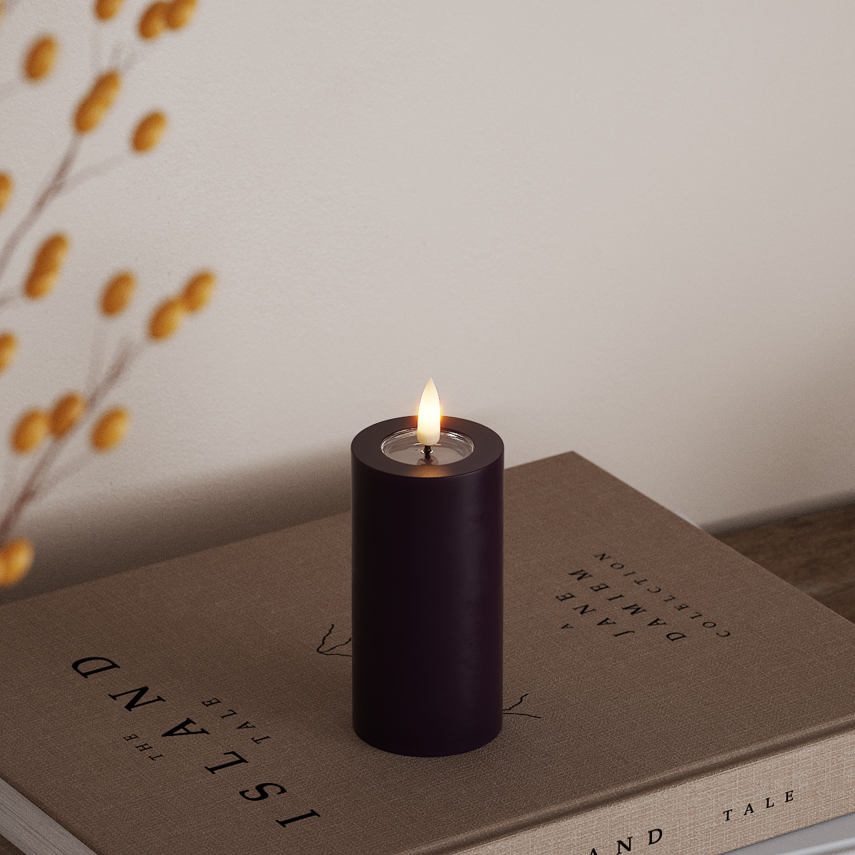 Deluxe Homeart LED Stompkaarsen Ø 5 x 10 cm Donkerpaars LED Stompkaarsen 3