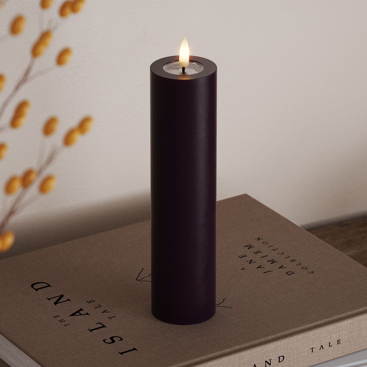 Deluxe Homeart LED Stompkaarsen Ø5 x 20 cm Donkerpaars LED Stompkaarsen 3