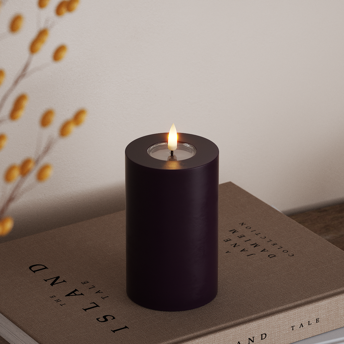 Deluxe Homeart LED Stompkaarsen Ø 7,5 x 12,5 cm Donkerpaars LED Stompkaarsen 4