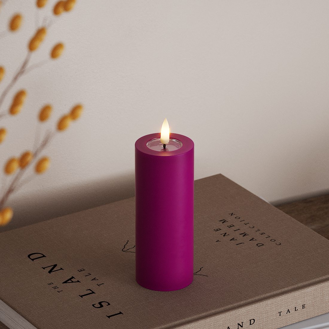 Deluxe Homeart LED Stompkaarsen Ø 5 x 12,5 cm Violet LED Stompkaarsen 4