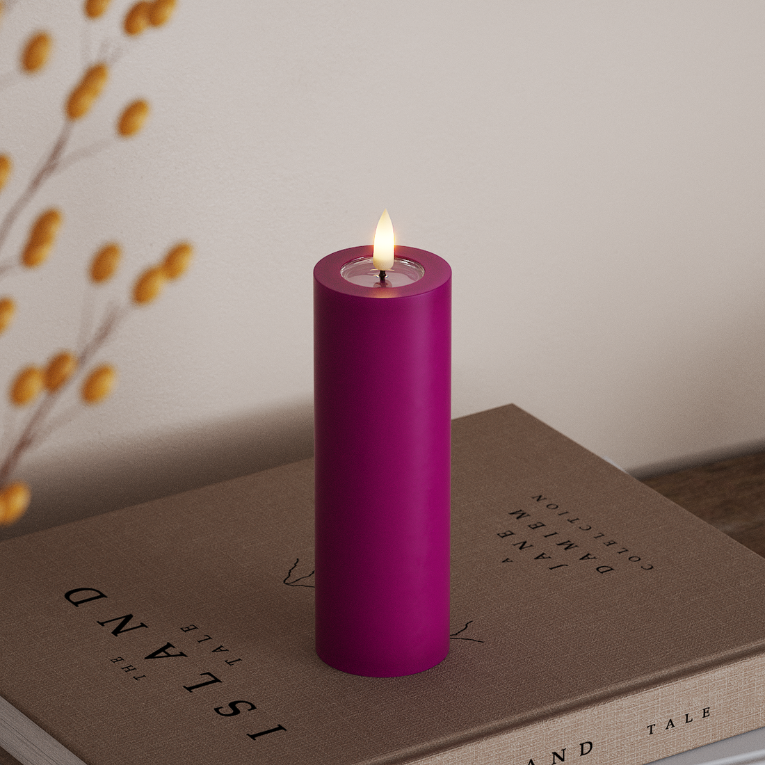 Deluxe Homeart LED Stompkaarsen Ø 5 x 15 cm Violet LED Stompkaarsen 4