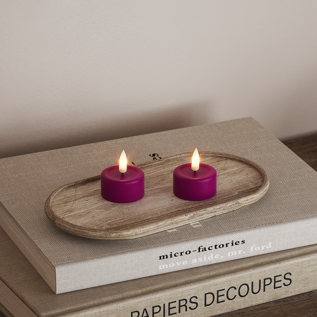 Deluxe Homeart LED Waxinelichtjes 2 stuks Violet LED Waxinelichtjes 4