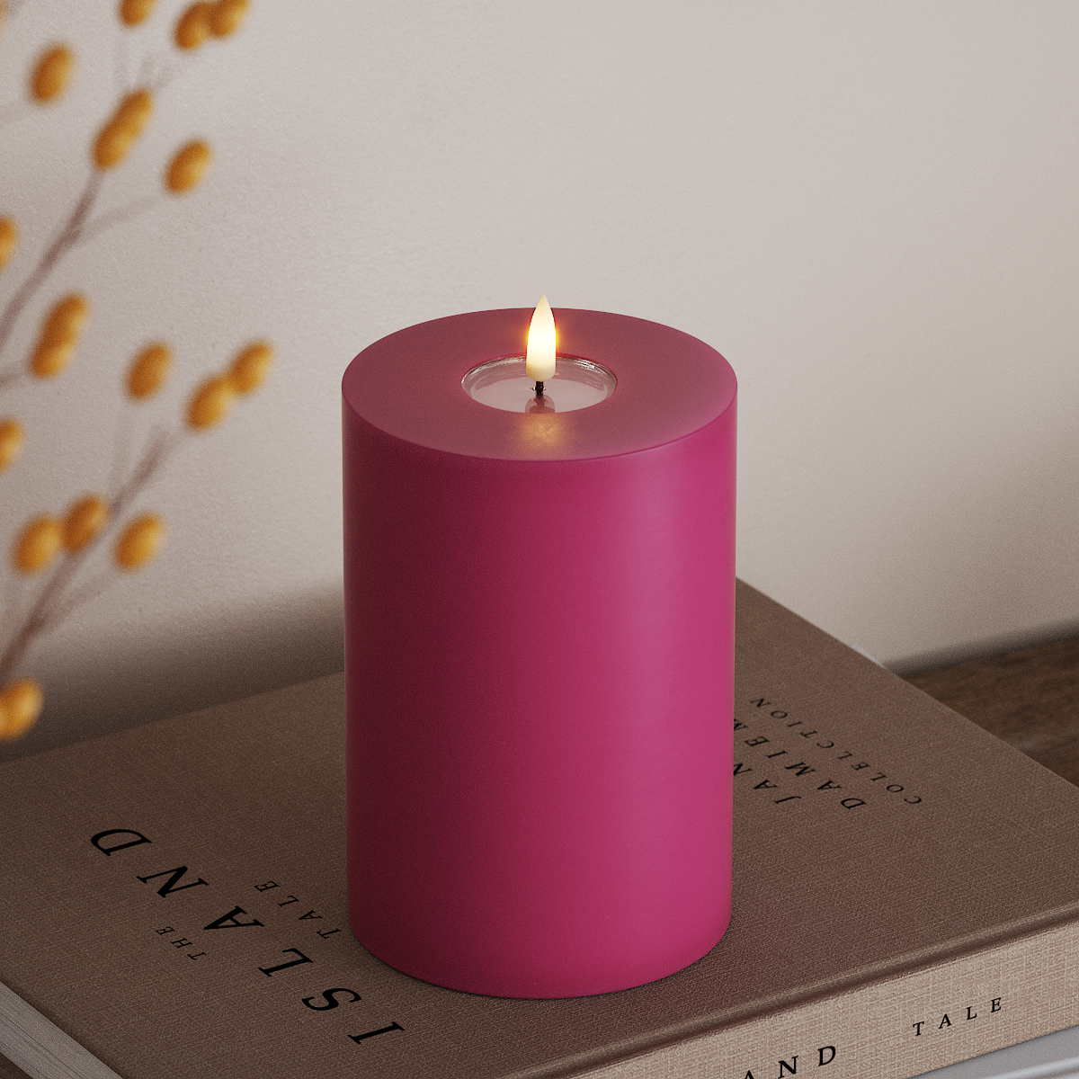 Deluxe Homeart LED Stompkaarsen Ø 10 x 15cm Magenta LED Stompkaarsen 3